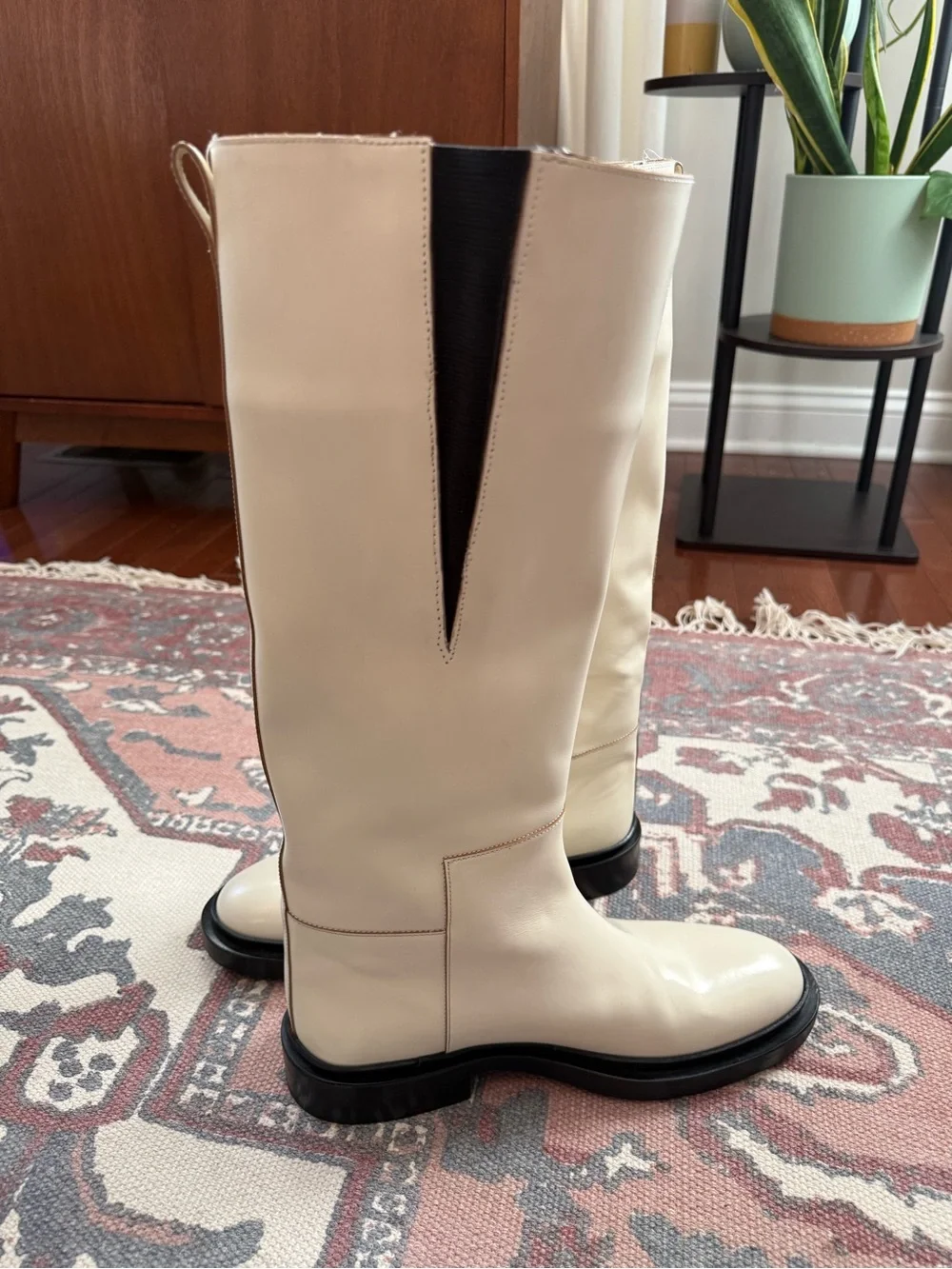 Jil Sander Cream Leather Over-the-Knee Boots